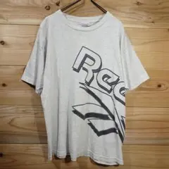 90s Reebok/リーボック ロゴ Tシャツ【L】ギリシャ製 モックネック