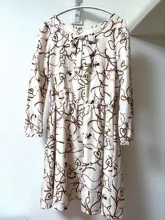 proportion body dressingリボン柄長袖ひざ丈ワンピース