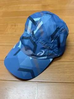 ASICS ランニングキャップ L ブルー ジオメトリックプリント
