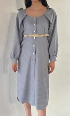 REDYAZEL/チェックキャミワンピース×クロップドシャツ