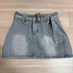 SHEIN デニムブルー ベルト付きミニスカート レディース