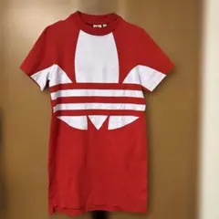 レディースadidas 赤白 半袖ワンピース JPN S