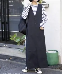 【新品】DOORS　FORK&SPOON　コットンナイロンVネックワンピースのサムネイル