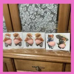 柴犬お腹ぷくぷくシール　6匹　サッカー　傘