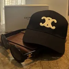 CELINE トリオンフ ベースボールキャップ ブラックSサイズ