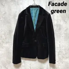 美品【Facade green】ベロア生地 テーラードジャケット Mサイズ 黒系