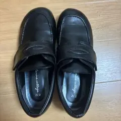 日本製 黒 ローファー 22.0