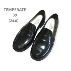 テンパレイト レインシューズ ローファー TEMPERATE 39黒24.0