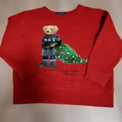 【中古】Ralph Lauren ボロベア裏起毛 トレーナークリスマス/4T