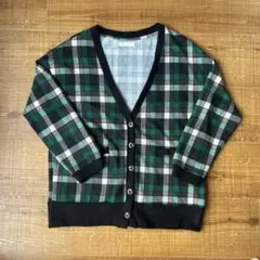 グリーン系チェック カーディガン 長袖