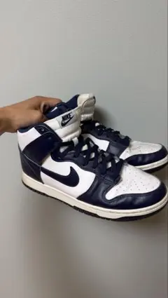 美品】NIKE ダンクハイ チャンピオンシップ27.5cm ホワイト/ネイビー 
