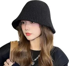 新品 バケットハット ブラック 帽子 レディース 深めタイプ 防寒 秋冬用
