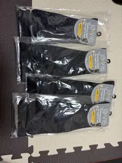 ジャヴィ綿混着圧ハイソックス 4足セット 23-25cm javie 黒