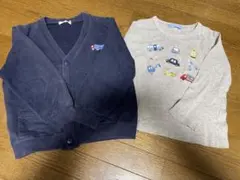 カーディガンと車刺繍Tシャツセット