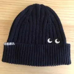 ユニクロ　アニヤハアンドマーチ　ネイビー リブ編みニット帽