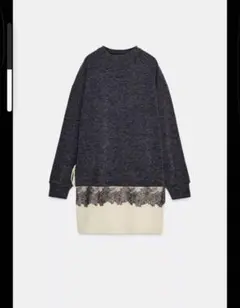 ZARA ザラ ♡ ソフトコントラストワンピース レース付き ニット m