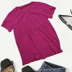 ✨️シアーブラウス✨️胸元ドレープ 透け感 半袖Tシャツ カットソー