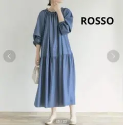 F by ROSSO　ギャザーネックティアードデニムワンピース