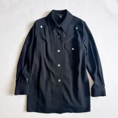 Leilianレリアン ブラウス　シャツ　ウール100% 上質　黒 9号