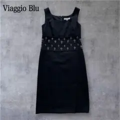 【美品】Viaggio Blu ノースリーブワンピース ビジュー装飾 ブラックのサムネイル