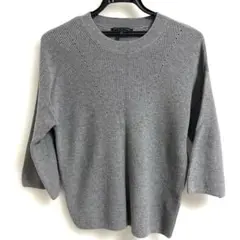 【未使用】バナナリパブリック 7部袖 ニット 綿100 グレー XS