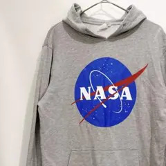 US古着 【NASA】 ロゴプリント スウェットパーカー 企業ロゴ グレー Sのサムネイル