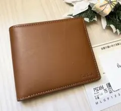 E訳有格安★ポールスミスオールドレザー2キャメル牛革マルチストライプ折財布新品
