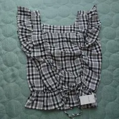 INGNI フリル付きチェックシャツ 半袖