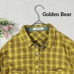 【Golden Bear】チェック長袖シャツ M イエロー スナップボタンのサムネイル