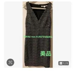 【美品】ダイアンフォンファステンバーグ　ドット　ノースリーブワンピース