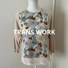 TRANS WORKトランクスワーク スカーフ調花柄 裾レース 長袖トップスのサムネイル