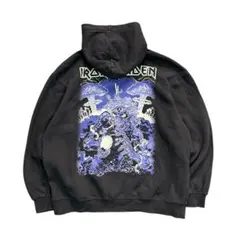 7AS4【H&M】アイアン・メイデン　パーカー　ブラック　　S 古着