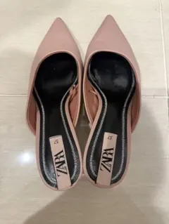ZARA ピンク ポインテッドトゥ ミュール 37
