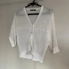 メッシュカーディガン　白　フリルのサムネイル