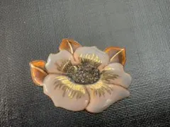 【裕】七宝焼 ブローチ 花モチーフ 金彩 ヴィンテージ レトロ 大ぶり