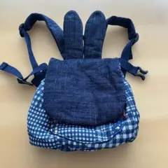 うさぎ耳付き キッズリュック デニム調 チェック柄