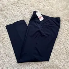 【ザラ】スラックス スーツパンツ 42 ネイビー オフィス ビジネス