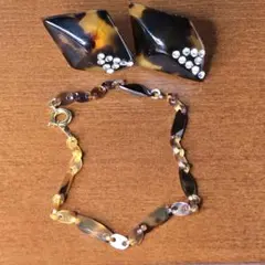 べっ甲イヤリングとブレスレットセット アンティーク品