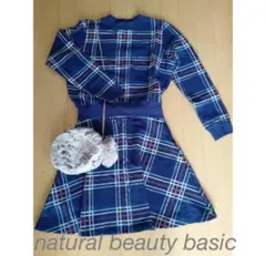 美品　natural beauty basic チェック柄セットアップワンピース