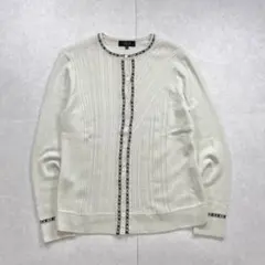 【美品】DAKS ハウスチェッククルーネックカーディガン ミントグリーン 40のサムネイル