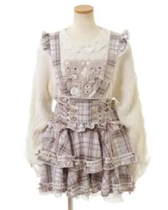 LIZLISA リズリサ はしごリボンチェックティアードスカパン ピンク