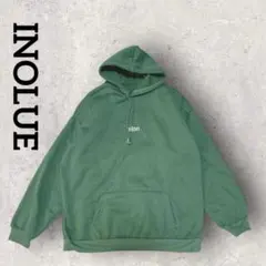 INOLUE 裏起毛 ロゴ パーカー プルオーバー(XL)グリーン 長袖 ダボ