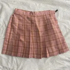 チェックプリーツスカート ピンク