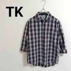TK ティーケー タケオキクチ 七分袖 チェックシャツ 赤 紺 白 サイズ3