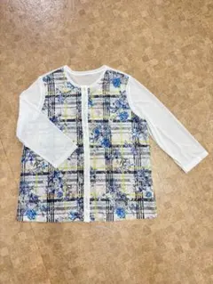 未使用　noa-ge レース編みカーディガン　八部袖　Ｌ