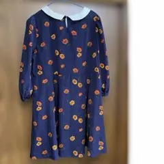 LOWRYS FARM七分袖ミニワンピース 花柄　パープル系のサムネイル