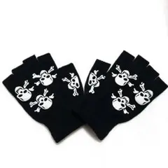 スカルデザイン 指なし手袋 黒【残り1点限り】