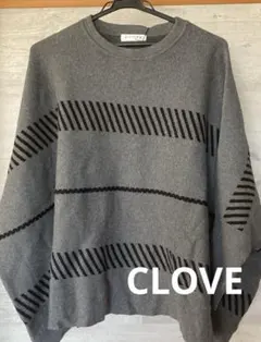 CLOVE 長袖 ニット グレー ストライプ柄のサムネイル