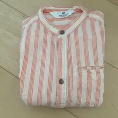 H&M オレンジと白のストライプ半袖シャツ
