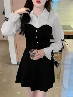 shein シャツドレス ブラック・ホワイト